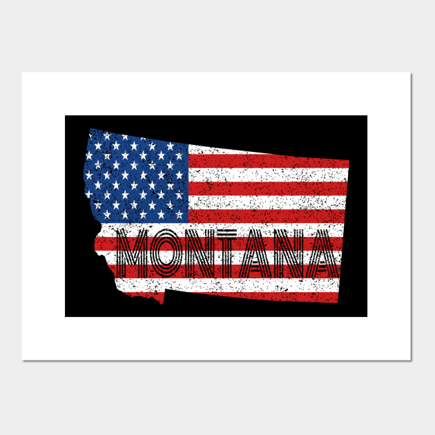 State Flag Of Montana Vintage MT Map Gift